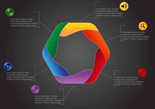 Infografica esagonale — Vettoriale Stock