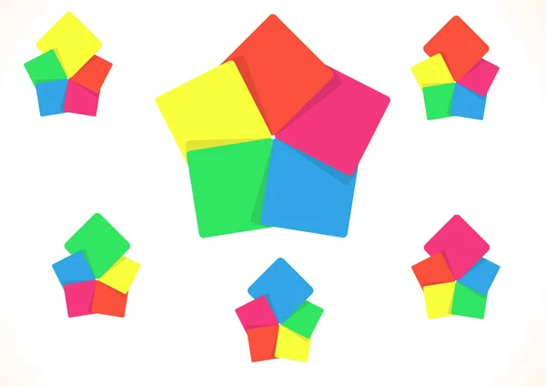Fünf farbige Quadrate — Stockvektor