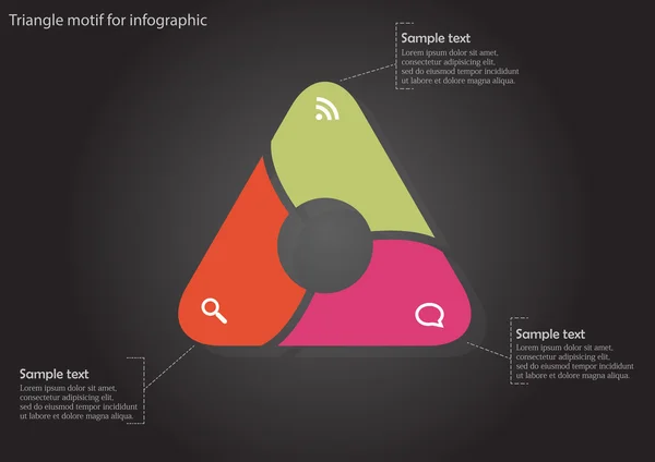 Infographic s barevný trojúhelník s kruhem uvnitř — Stockový vektor