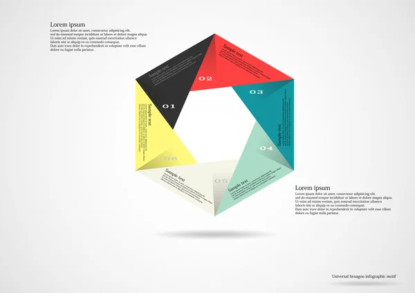 Zeshoek infographic op lichte achtergrond — Stockvector