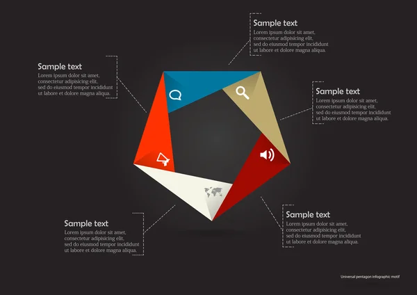 Pentagon origami infographic — Stockvector