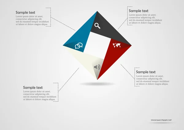 Négyzet origami infographic — Stock Vector