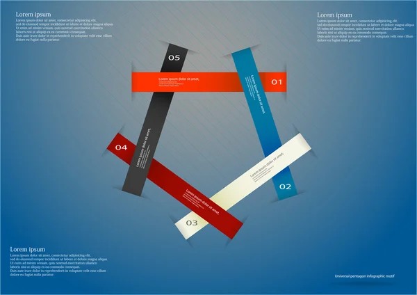 Infographic s pěti stuhami na modrém pozadí — Stockový vektor