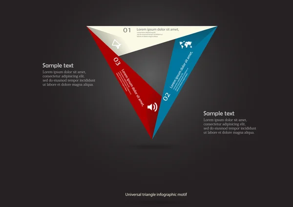 Triangle motif infographic placed on black background — Stock Vector