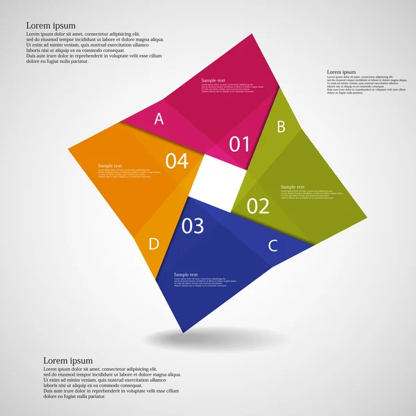 Illustration infographic med fyrkantiga origami motiv — Stock vektor