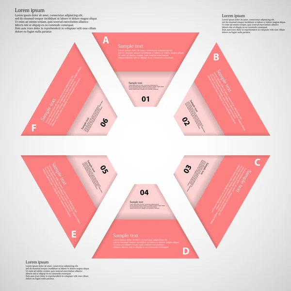 Hexagon from six separate parts — Stock Vector