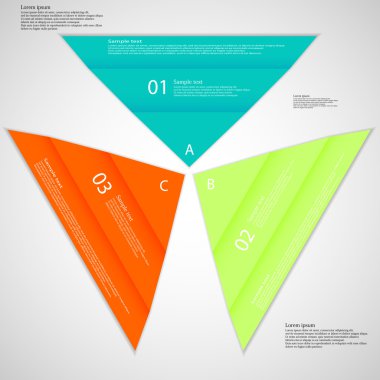 Işık üç katlanmış kağıt parçaları