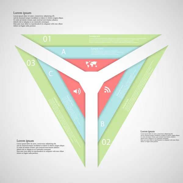 Triangle de trois parties se compose de trois rubans — Image vectorielle