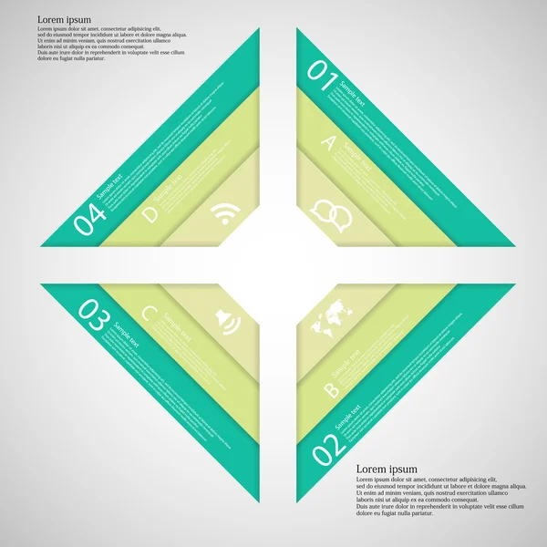 Carré de quatre parties se compose de trois rubans — Image vectorielle