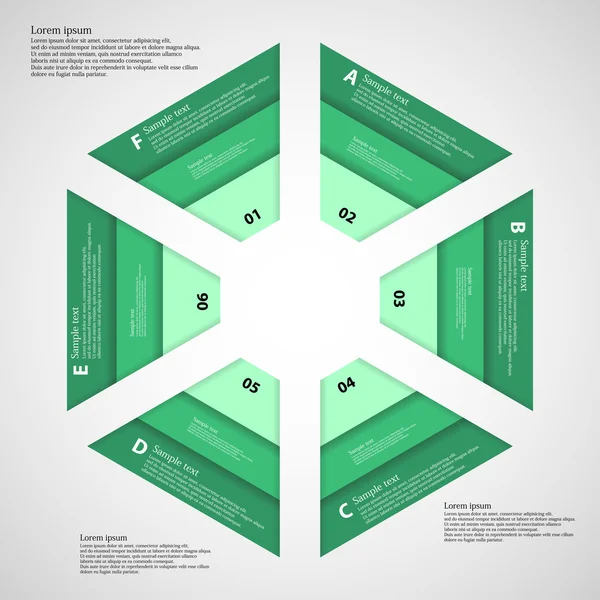 Hexagon consist of three green ribbons — Stock Vector