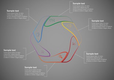 Infographic satırlarından altı kısımdan oluşur