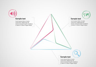 Infographic üç üçgen ışık satırlarından oluşur