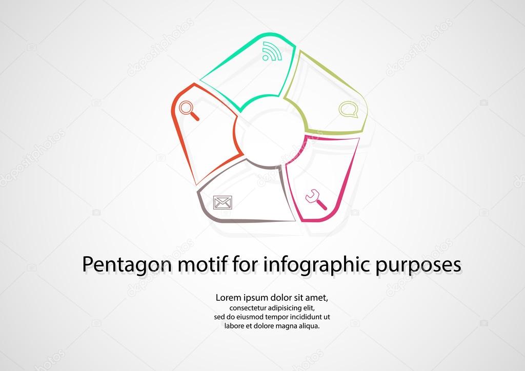 Pentagon infographic consits of lines on light