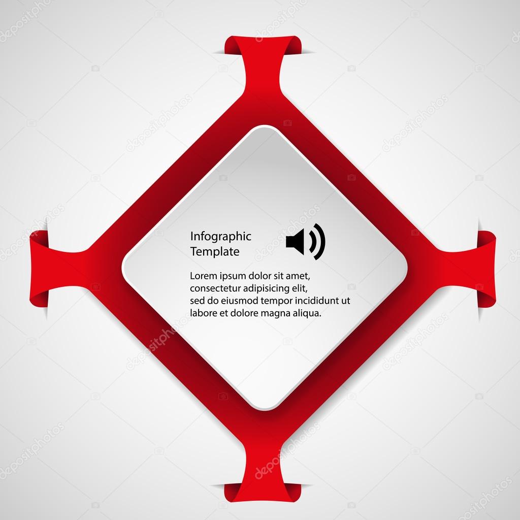 Infographic template with red rhombus shape