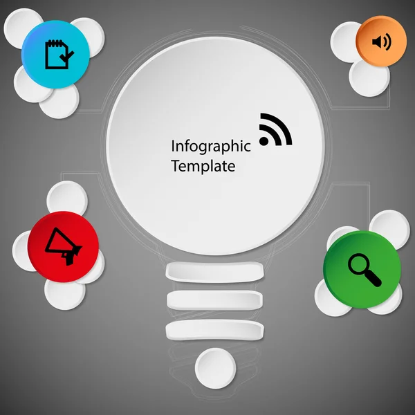 Infographie de gabarit sombre avec motif ampoule — Image vectorielle