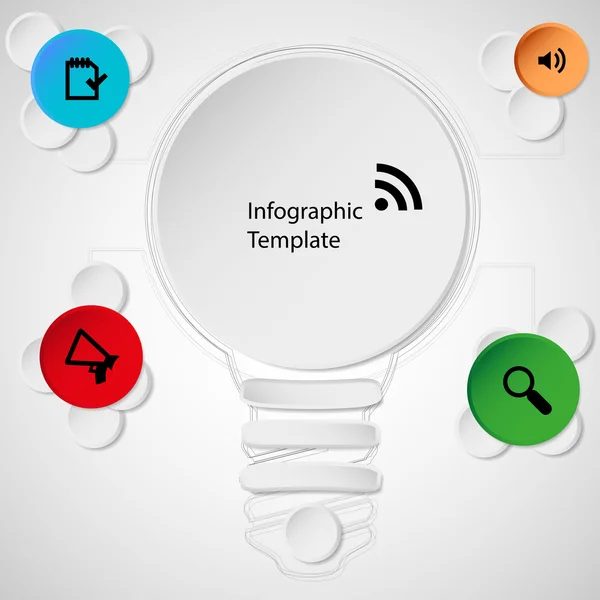 Infografica modello luce con motivo lampadina — Vettoriale Stock