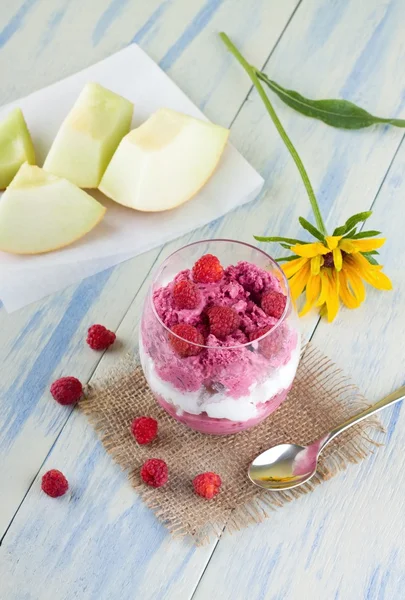 Portion of ice cream and berry fruit — Stock Photo, Image