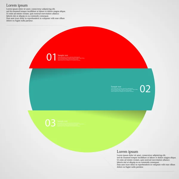 Modèle infographique avec cercle divisé en trois parties sur la lumière — Image vectorielle