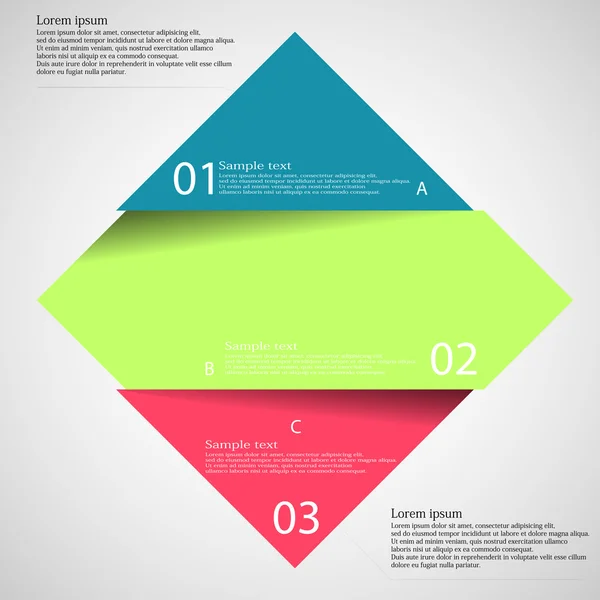 Ljus bild inforgraphic med rhombus delade till tre delar — Stock vektor