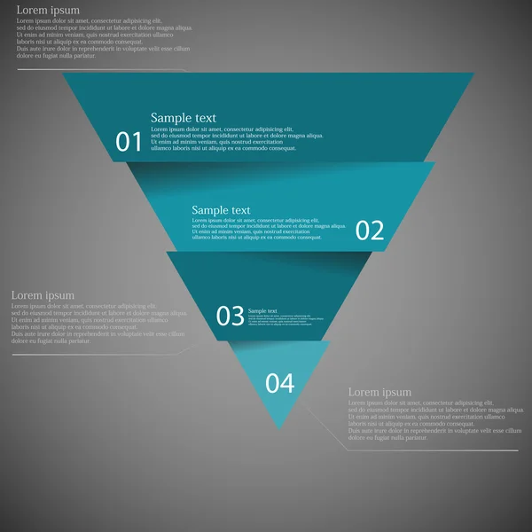 Illustration sombre inforgraphique avec triangle divisé en quatre parties — Image vectorielle