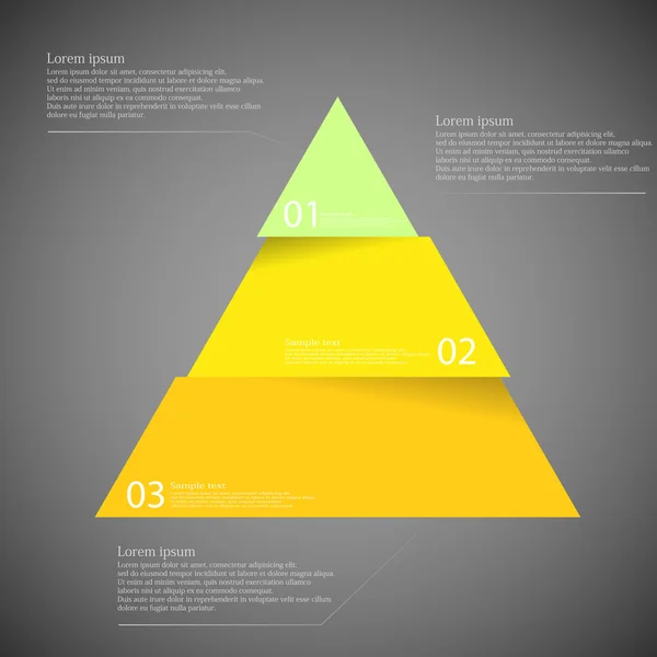 Ilustração escura inforgraphic com triângulo dividido em três partes — Vetor de Stock