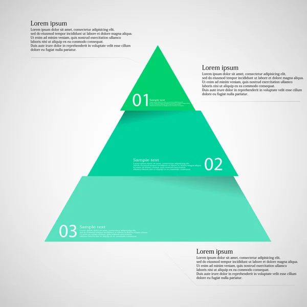 Lichte afbeelding inforgraphic met driehoek verdeeld naar drie delen — Stockvector