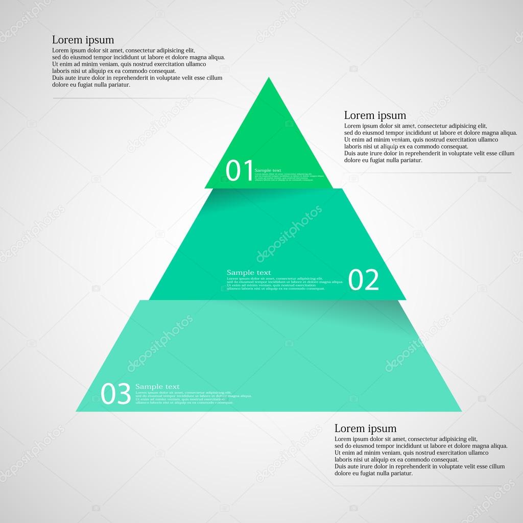 Light illustration inforgraphic with triangle divided to three parts