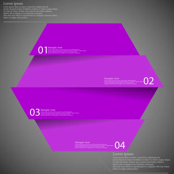 Templetta infografica con motivo esagonale diviso in quattro parti — Vettoriale Stock