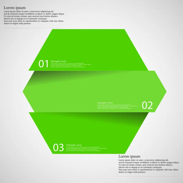 Plantilla infográfica con hexágono dividido en tres partes sobre luz — Vector de stock