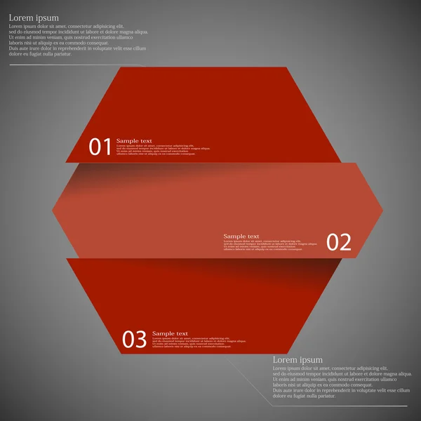 Templat infografis dengan heksagon dibagi ke tiga bagian di kegelapan - Stok Vektor