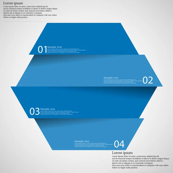 Infographic sablon hatszög négy része fény két részre osztva — Stock Vector