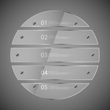 Beş bölümden Infographic şablonuna Grey cam daire bölünmüş