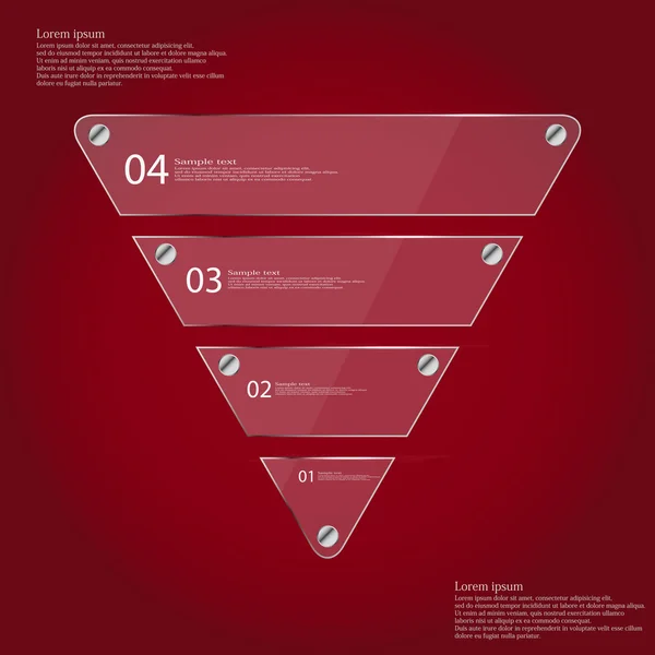 Infographic Şablon üzerinden dört cam parçaları üzerinde kırmızı üçgen ile — Stok Vektör