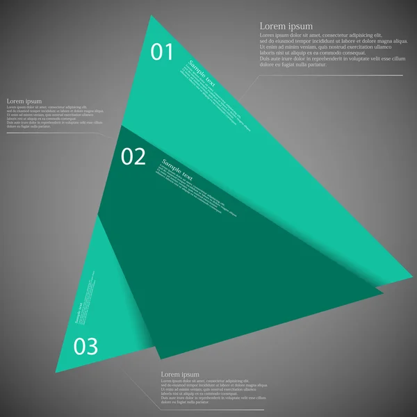 Modello infografico triangolo diviso in tre parti blu — Vettoriale Stock