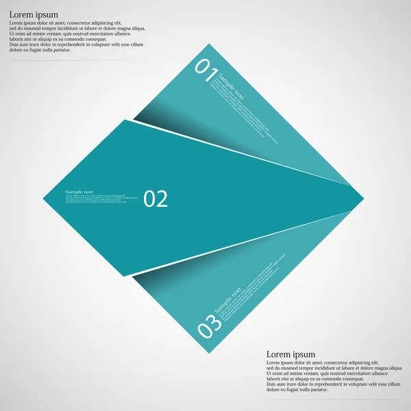 Dikdörtgen Infographic şablonu için üç mavi bölüme ayrılmıştır — Stok Vektör