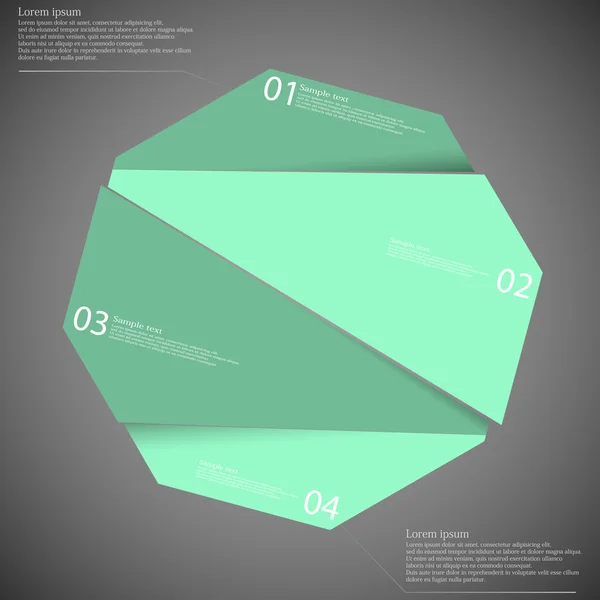 Modello infografico con ottagono blu diviso casualmente in quattro parti — Vettoriale Stock