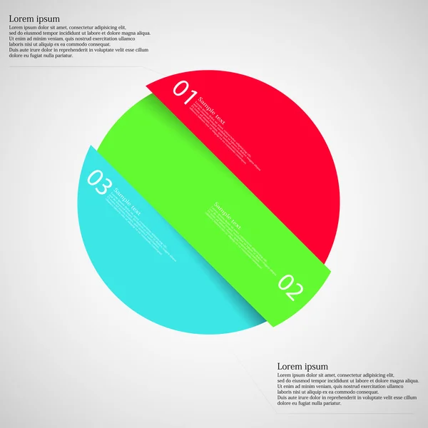 歪斜的圈子主题分为三个颜色部分上光 — 图库矢量图片
