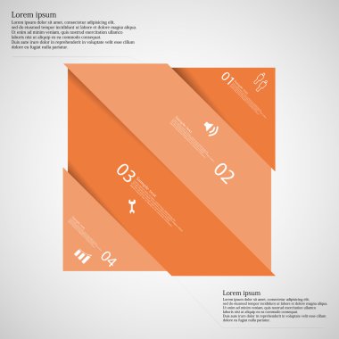 Infographic template with orange rectangle askew divided to four parts clipart