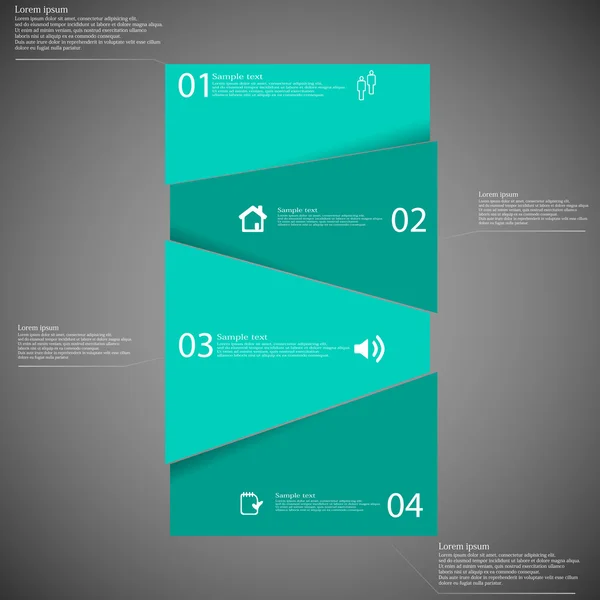 Plantilla infográfica con barra verde dividida aleatoriamente en cuatro partes — Vector de stock