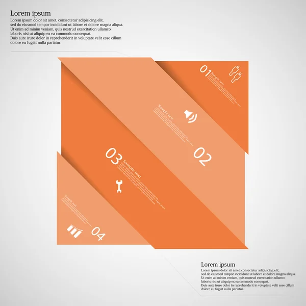 Plantilla infográfica con un rectángulo naranja dividido en cuatro partes — Vector de stock