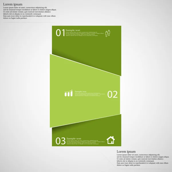 Infographic template with bar randomly divided to three green parts — Stock Vector