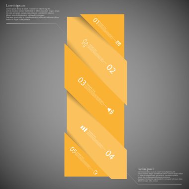 Çarpık bar ile karanlık illüstrasyon Infographic için beş bölüme ayrılmıştır