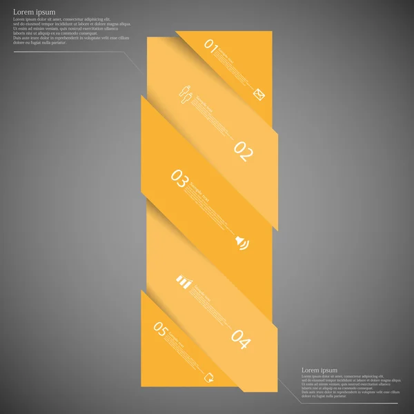 Illustrazione oscura infografica con barra a gomito divisa in cinque parti — Vettoriale Stock