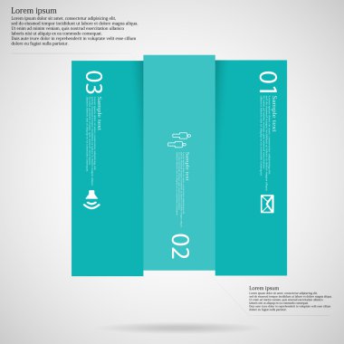Işık kare şablon Infographic dikey olarak üç mavi parçalara bölünmüş