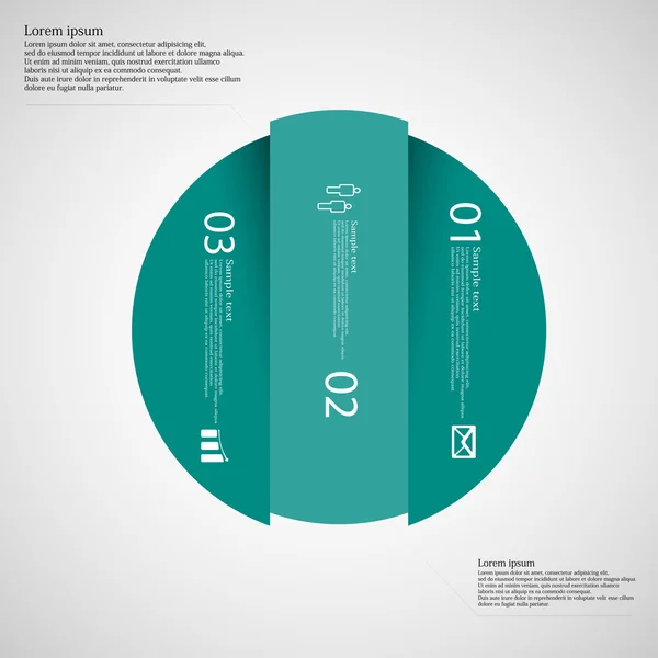Lekkie koła szablon infographic pionowo podzielony na trzy części niebieski — Wektor stockowy