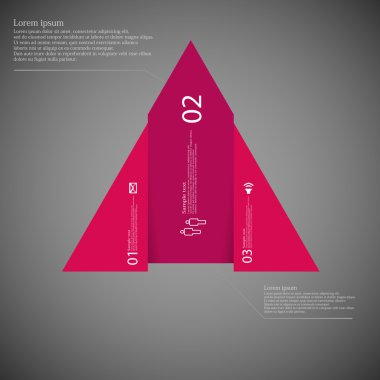 Infographic şablon üçgen şeklinde üç kırmızı parçalara bölünmüş