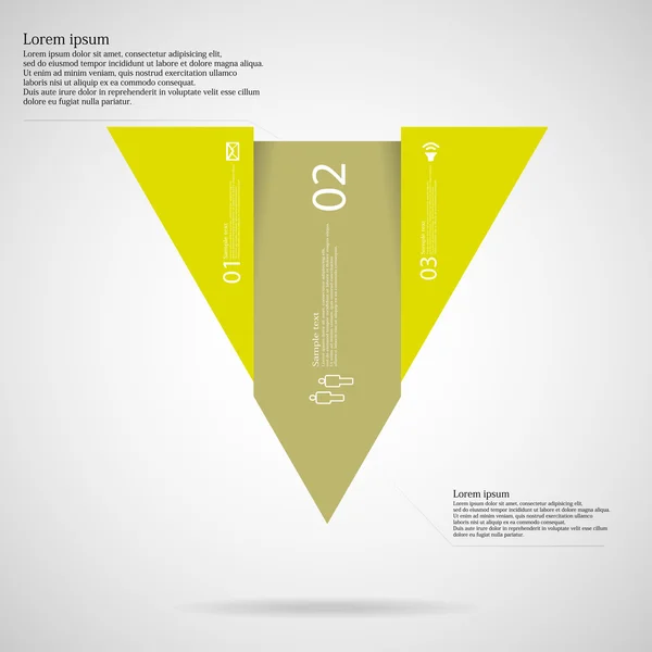 Infographic šablona s tvarem trojúhelník rozdělený na tři zelené části — Stockový vektor