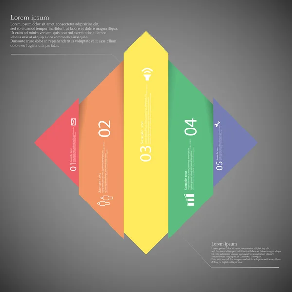 图表模板与菱形形状分为五个颜色部分 — 图库矢量图片