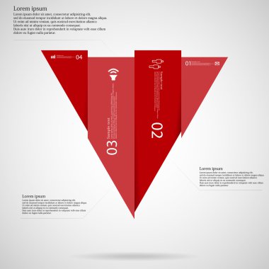 Üçgen Infographic şablon dikey olarak dört kırmızı parçalara bölünmüş