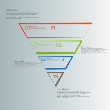 Üçgen çizim şablonu yatay olarak dört renk kontur öğelerine ayrılır